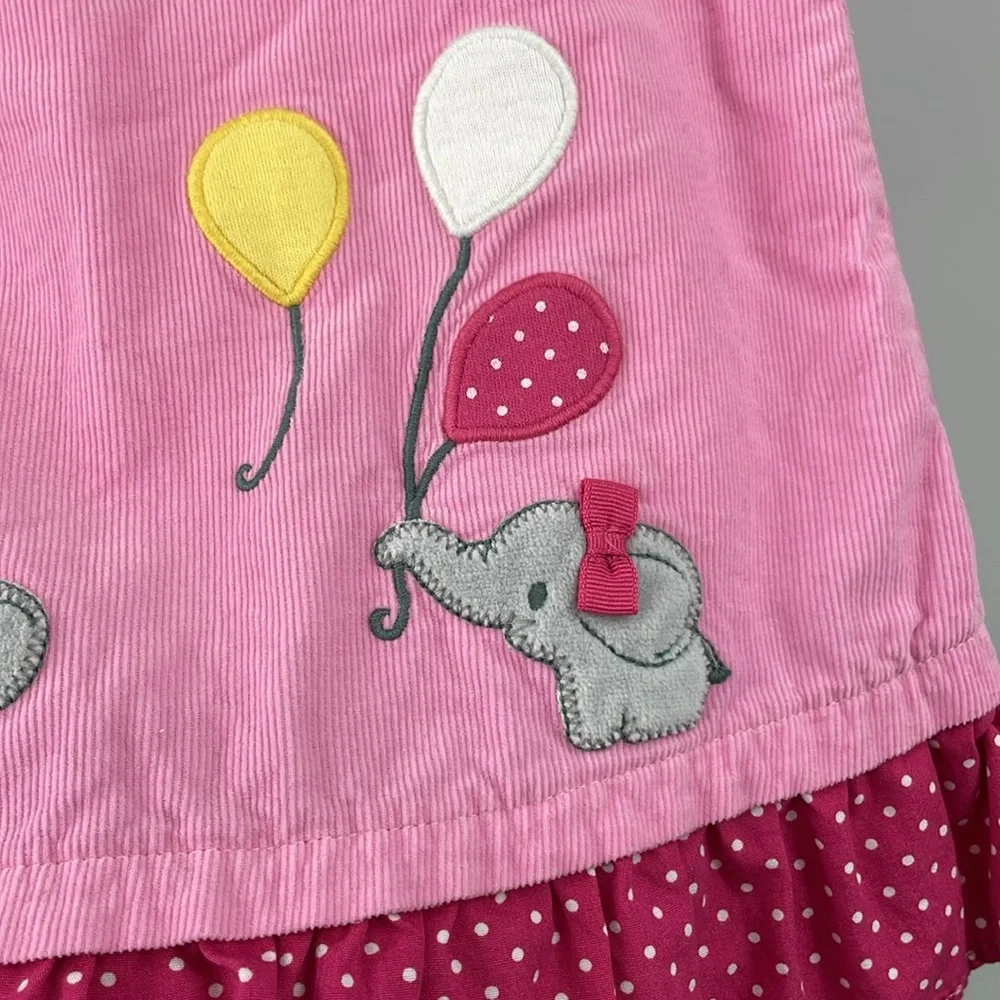 Gymboree pink elephant polka dot corduroy jumper dress Size 18 24 months